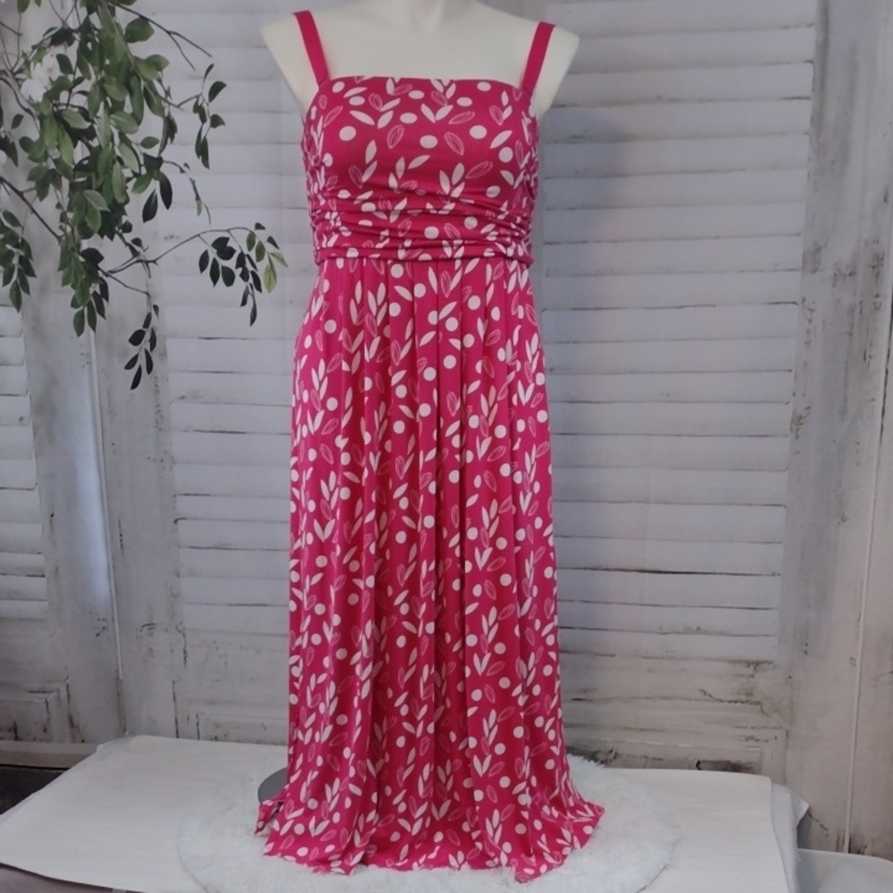 Lane Bryant Pink Leaf Print Maxi Dress Size 14/16